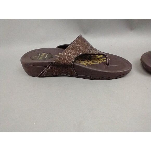 Skechers Tone-Ups Flip Flop Sandals w/Brown Sequins Women's 9 Shoes Sparkly - Picture 6 of 8